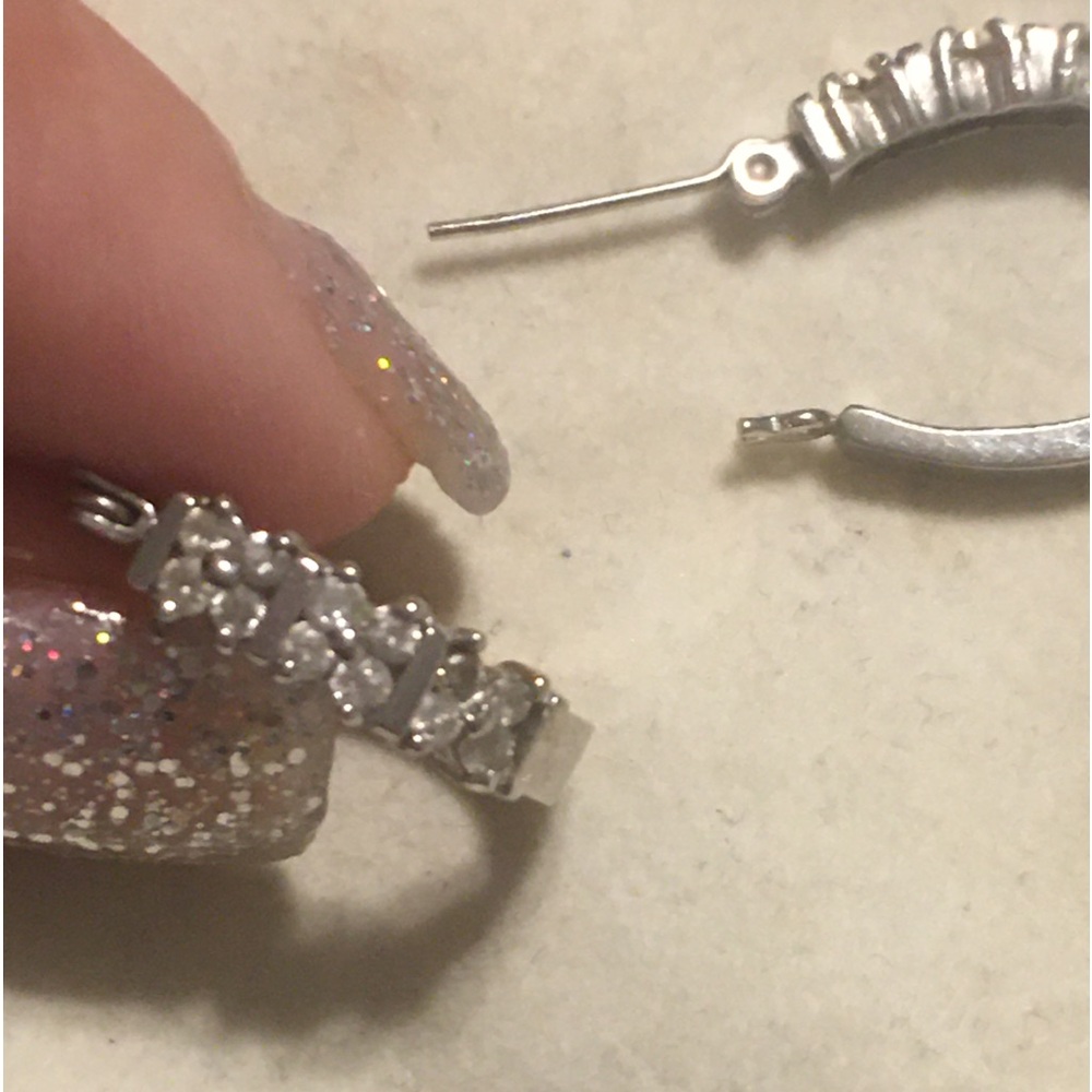 Real solid not hollow white gold hoops with real diamonds  25 years old